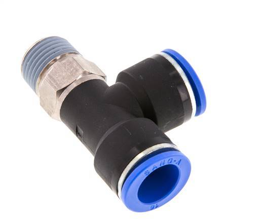 16mm x R1/2'' Right Angle Tee Push-in Fitting with Male Threads Brass/PA 66 NBR Rotatable