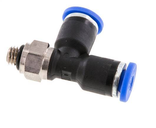 3mm x M 5 Right Angle Tee Push-in Fitting with Male Threads Brass/PA 66 NBR Rotatable [2 Pieces]