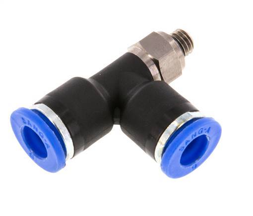 6mm x M 5 Right Angle Tee Push-in Fitting with Male Threads Brass/PA 66 NBR Rotatable [2 Pieces]