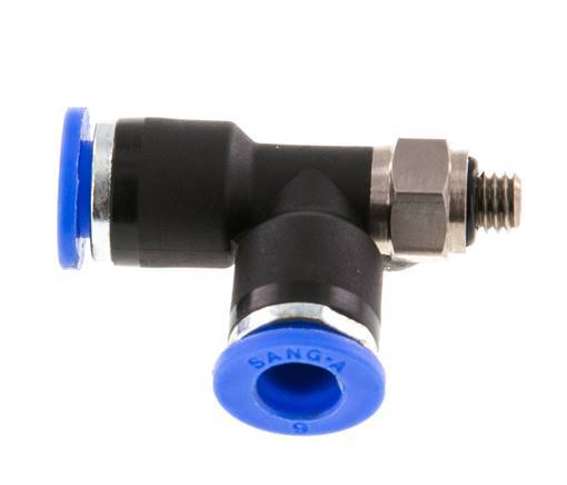 6mm x M 5 Right Angle Tee Push-in Fitting with Male Threads Brass/PA 66 NBR Rotatable [2 Pieces]