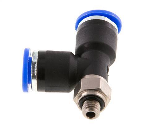 6mm x M 5 Right Angle Tee Push-in Fitting with Male Threads Brass/PA 66 NBR Rotatable [2 Pieces]