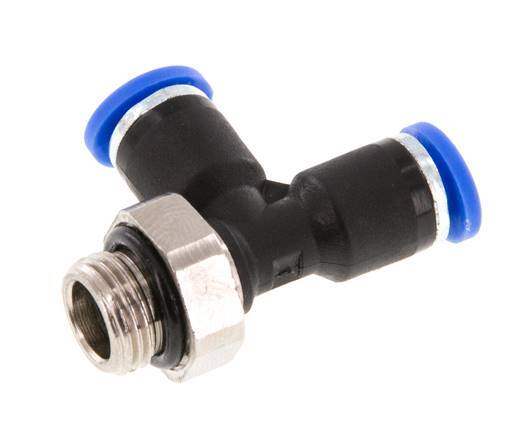 4mm x G1/8'' Right Angle Tee Push-in Fitting with Male Threads Brass/PA 66 NBR Rotatable [2 Pieces]