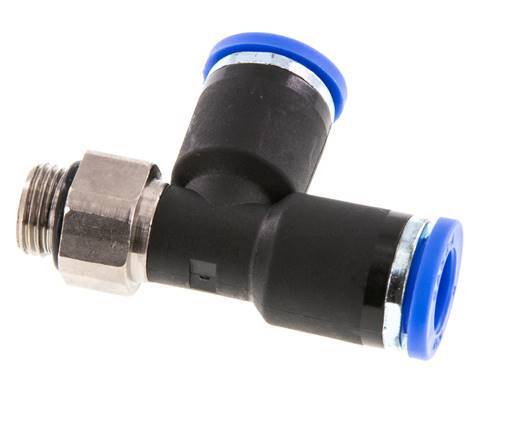 8mm x G1/8'' Right Angle Tee Push-in Fitting with Male Threads Brass/PA 66 NBR Rotatable [2 Pieces]