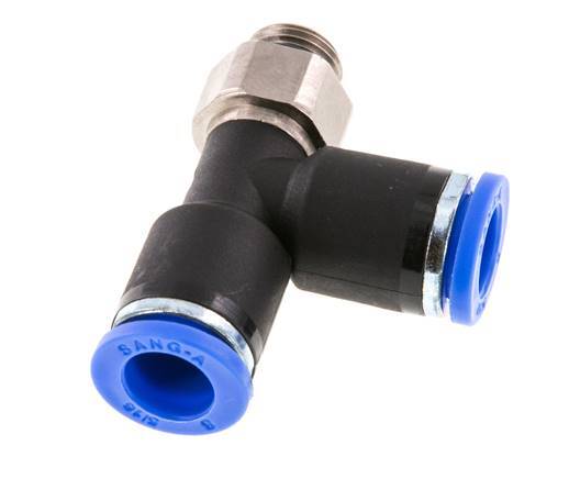 8mm x G1/8'' Right Angle Tee Push-in Fitting with Male Threads Brass/PA 66 NBR Rotatable [2 Pieces]