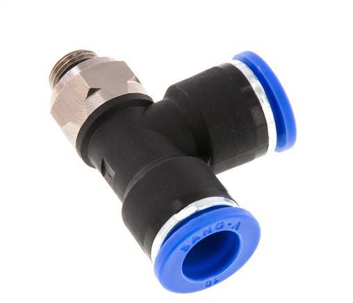 10mm x G1/8'' Right Angle Tee Push-in Fitting with Male Threads Brass/PA 66 NBR Rotatable