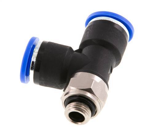 10mm x G1/8'' Right Angle Tee Push-in Fitting with Male Threads Brass/PA 66 NBR Rotatable