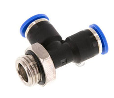 6mm x G1/4'' Right Angle Tee Push-in Fitting with Male Threads Brass/PA 66 NBR Rotatable [2 Pieces]