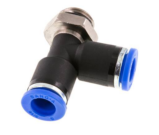 8mm x G1/4'' Right Angle Tee Push-in Fitting with Male Threads Brass/PA 66 NBR Rotatable [2 Pieces]
