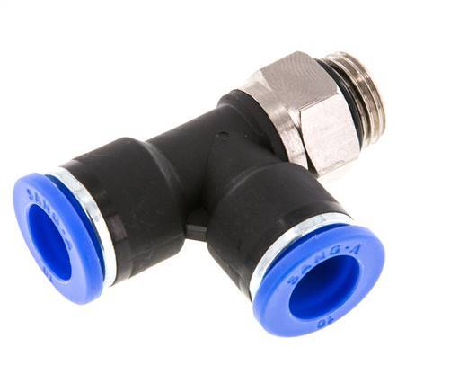 10mm x G1/4'' Right Angle Tee Push-in Fitting with Male Threads Brass/PA 66 NBR Rotatable