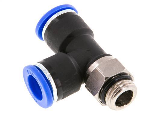 10mm x G1/4'' Right Angle Tee Push-in Fitting with Male Threads Brass/PA 66 NBR Rotatable