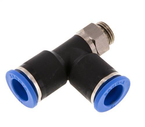 12mm x G1/4'' Right Angle Tee Push-in Fitting with Male Threads Brass/PA 66 NBR Rotatable