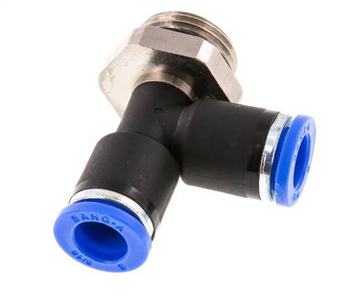 8mm x G3/8'' Right Angle Tee Push-in Fitting with Male Threads Brass/PA 66 NBR Rotatable [2 Pieces]