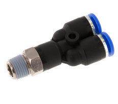 6mm x R1/8'' Y Push-in Fitting with Male Threads Brass/PA 66 NBR Rotatable [2 Pieces]