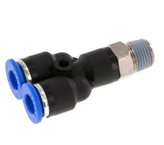 6mm x R1/8'' Y Push-in Fitting with Male Threads Brass/PA 66 NBR Rotatable [2 Pieces]
