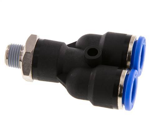 10mm x R1/8'' Y Push-in Fitting with Male Threads Brass/PA 66 NBR Rotatable