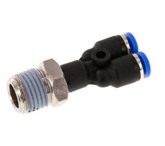 4mm x R1/4'' Y Push-in Fitting with Male Threads Brass/PA 66 NBR Rotatable [2 Pieces]