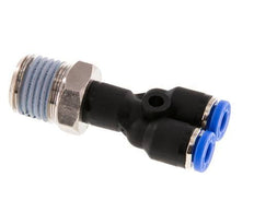 4mm x R1/4'' Y Push-in Fitting with Male Threads Brass/PA 66 NBR Rotatable [2 Pieces]