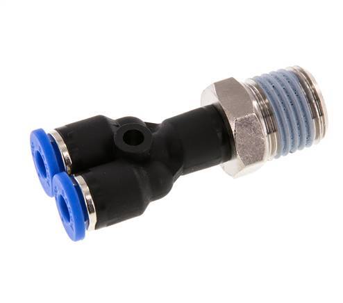 4mm x R1/4'' Y Push-in Fitting with Male Threads Brass/PA 66 NBR Rotatable [2 Pieces]