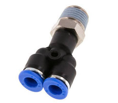 6mm x R1/4'' Y Push-in Fitting with Male Threads Brass/PA 66 NBR Rotatable [2 Pieces]