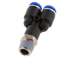 8mm x R1/4'' Y Push-in Fitting with Male Threads Brass/PA 66 NBR Rotatable [2 Pieces]