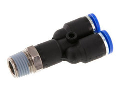 8mm x R1/4'' Y Push-in Fitting with Male Threads Brass/PA 66 NBR Rotatable [2 Pieces]