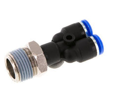 6mm x R3/8'' Y Push-in Fitting with Male Threads Brass/PA 66 NBR Rotatable [2 Pieces]