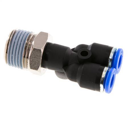 6mm x R3/8'' Y Push-in Fitting with Male Threads Brass/PA 66 NBR Rotatable [2 Pieces]