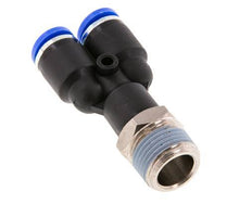 8mm x R3/8'' Y Push-in Fitting with Male Threads Brass/PA 66 NBR Rotatable [2 Pieces]