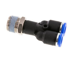 8mm x R3/8'' Y Push-in Fitting with Male Threads Brass/PA 66 NBR Rotatable [2 Pieces]