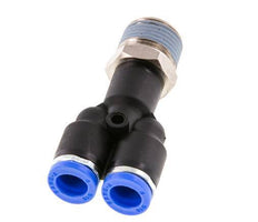 8mm x R3/8'' Y Push-in Fitting with Male Threads Brass/PA 66 NBR Rotatable [2 Pieces]