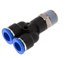 10mm x R3/8'' Y Push-in Fitting with Male Threads Brass/PA 66 NBR Rotatable