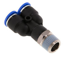 10mm x R3/8'' Y Push-in Fitting with Male Threads Brass/PA 66 NBR Rotatable