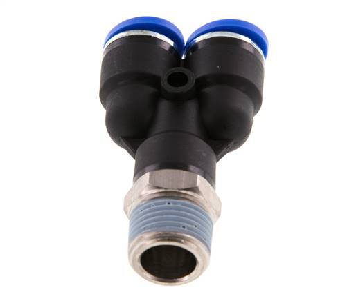 10mm x R3/8'' Y Push-in Fitting with Male Threads Brass/PA 66 NBR Rotatable