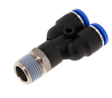 10mm x R3/8'' Y Push-in Fitting with Male Threads Brass/PA 66 NBR Rotatable