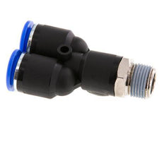 12mm x R3/8'' Y Push-in Fitting with Male Threads Brass/PA 66 NBR Rotatable