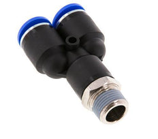 12mm x R3/8'' Y Push-in Fitting with Male Threads Brass/PA 66 NBR Rotatable