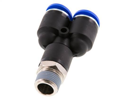 12mm x R3/8'' Y Push-in Fitting with Male Threads Brass/PA 66 NBR Rotatable