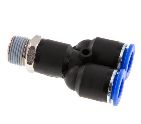 12mm x R3/8'' Y Push-in Fitting with Male Threads Brass/PA 66 NBR Rotatable