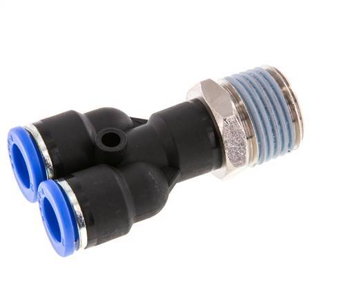10mm x R1/2'' Y Push-in Fitting with Male Threads Brass/PA 66 NBR Rotatable