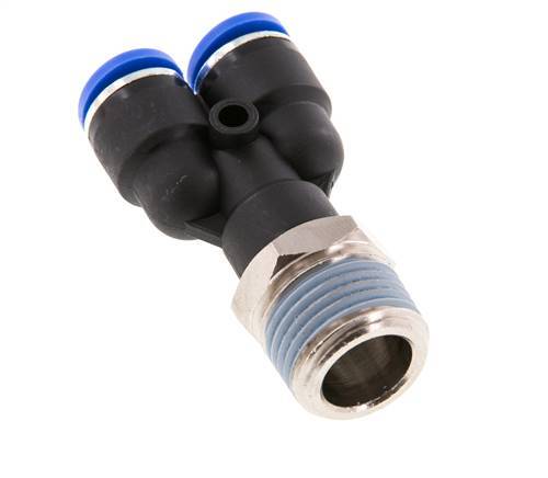 10mm x R1/2'' Y Push-in Fitting with Male Threads Brass/PA 66 NBR Rotatable