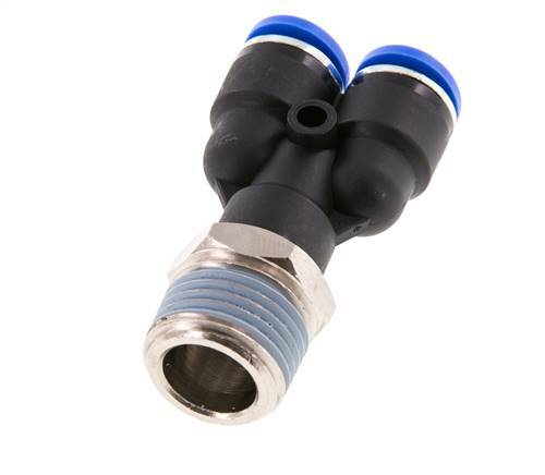 10mm x R1/2'' Y Push-in Fitting with Male Threads Brass/PA 66 NBR Rotatable