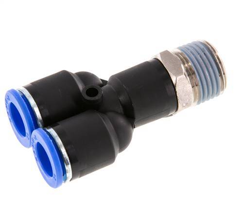 12mm x R1/2'' Y Push-in Fitting with Male Threads Brass/PA 66 NBR Rotatable
