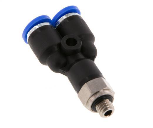 4mm x M 5 Y Push-in Fitting with Male Threads Brass/PA 66 NBR Rotatable [2 Pieces]