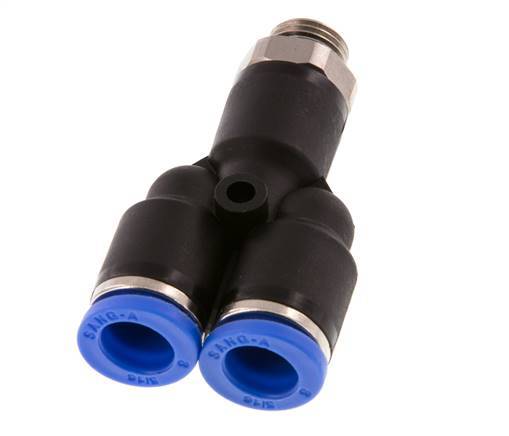 8mm x G1/8'' Y Push-in Fitting with Male Threads Brass/PA 66 NBR Rotatable [2 Pieces]