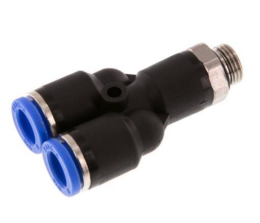 8mm x G1/8'' Y Push-in Fitting with Male Threads Brass/PA 66 NBR Rotatable [2 Pieces]