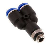 8mm x G1/8'' Y Push-in Fitting with Male Threads Brass/PA 66 NBR Rotatable [2 Pieces]