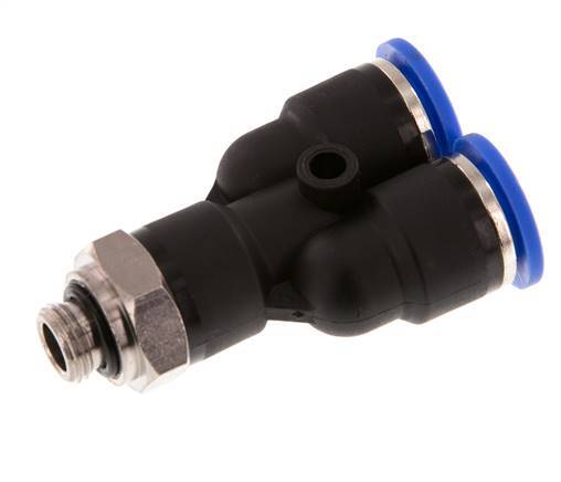 10mm x G1/8'' Y Push-in Fitting with Male Threads Brass/PA 66 NBR Rotatable