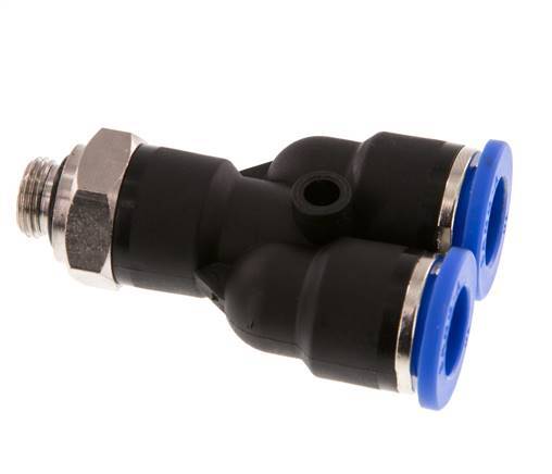 10mm x G1/8'' Y Push-in Fitting with Male Threads Brass/PA 66 NBR Rotatable