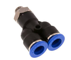 10mm x G1/8'' Y Push-in Fitting with Male Threads Brass/PA 66 NBR Rotatable