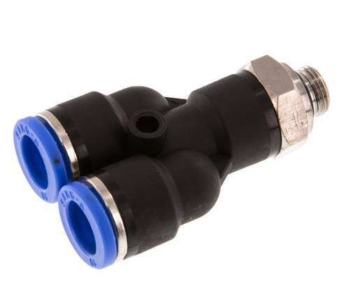 10mm x G1/8'' Y Push-in Fitting with Male Threads Brass/PA 66 NBR Rotatable